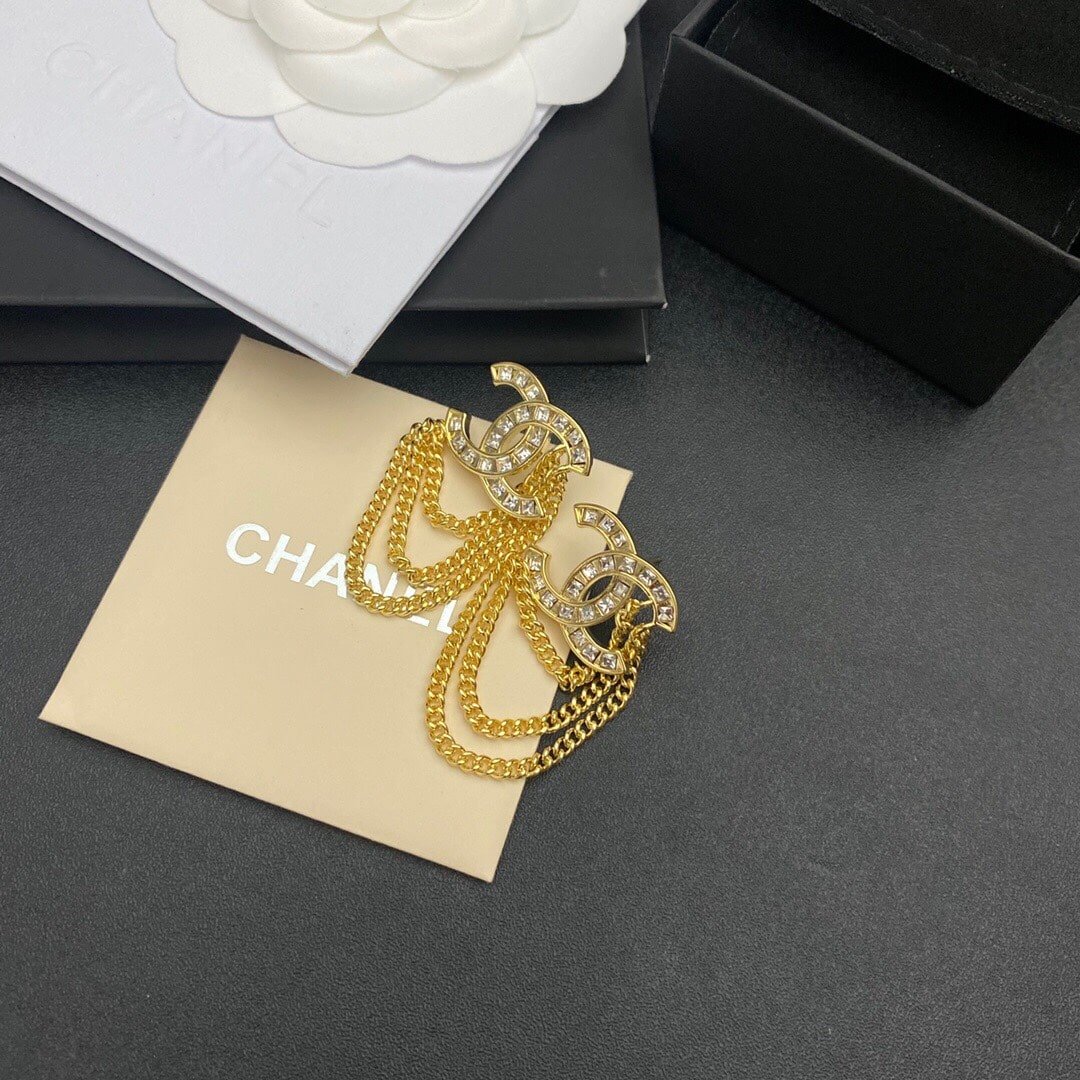 Chanel Cc Gold Earrings