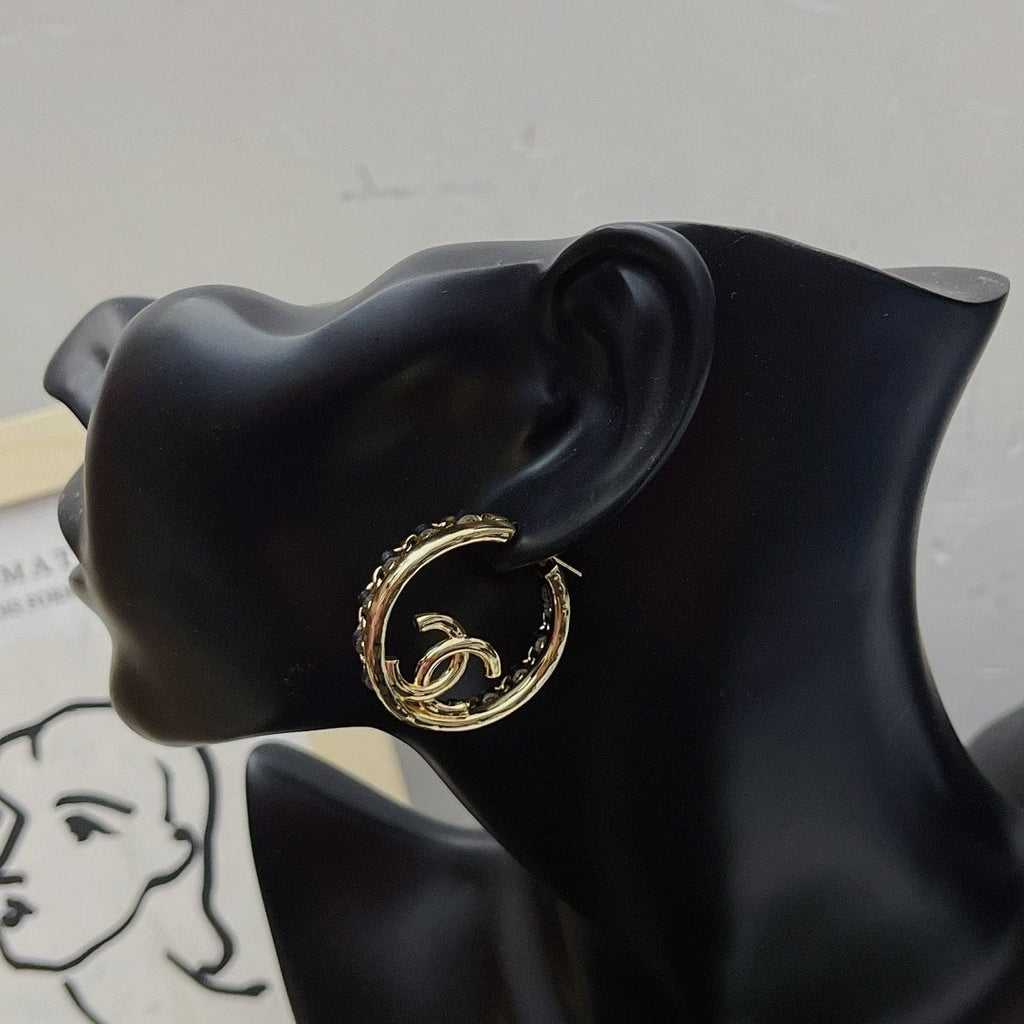 Chanel Gold Toned Metal With Cc Logo Earrings