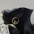 Chanel Gold Toned Metal With Cc Logo Earrings