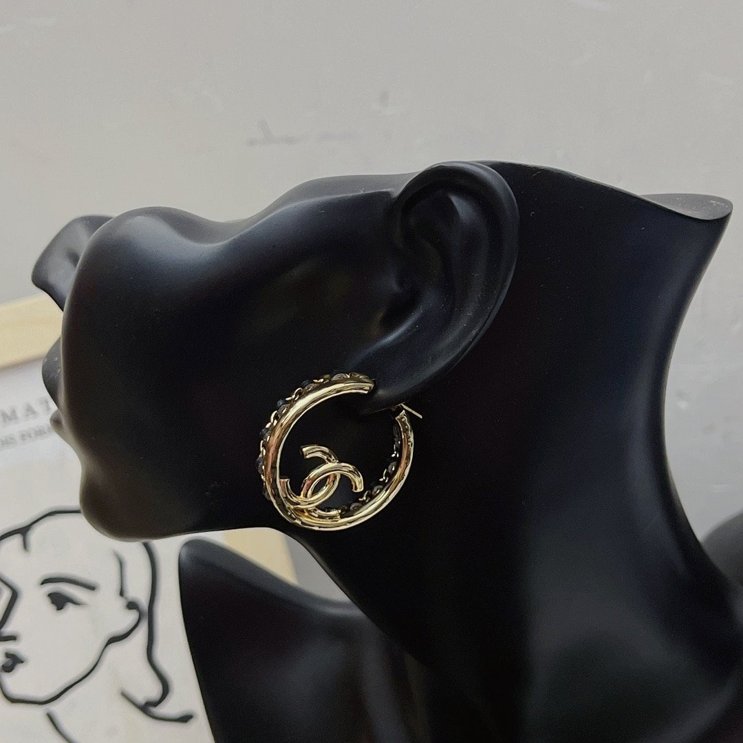 Chanel Gold Toned Metal With Cc Logo Earrings
