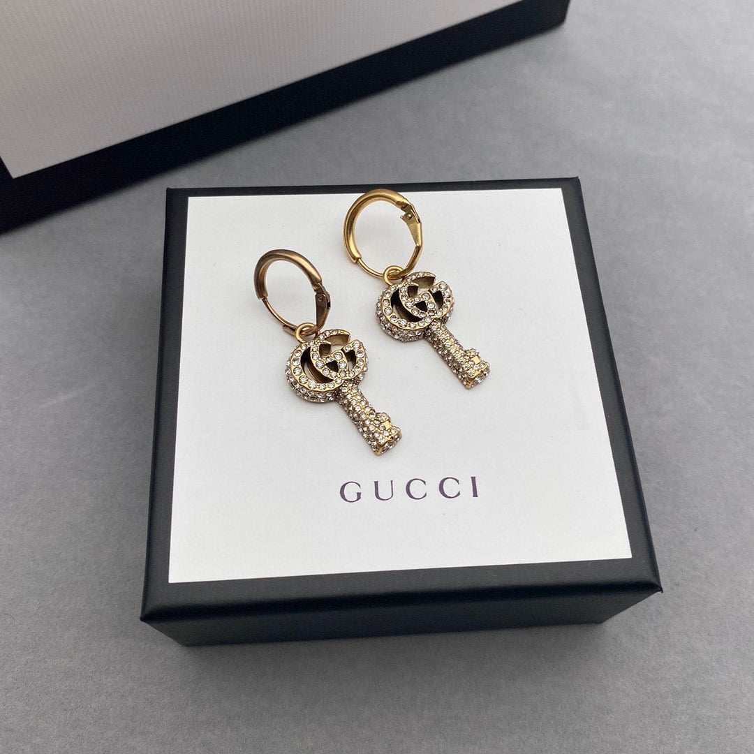 Gucci Gg Key Hoop Gold Earrings