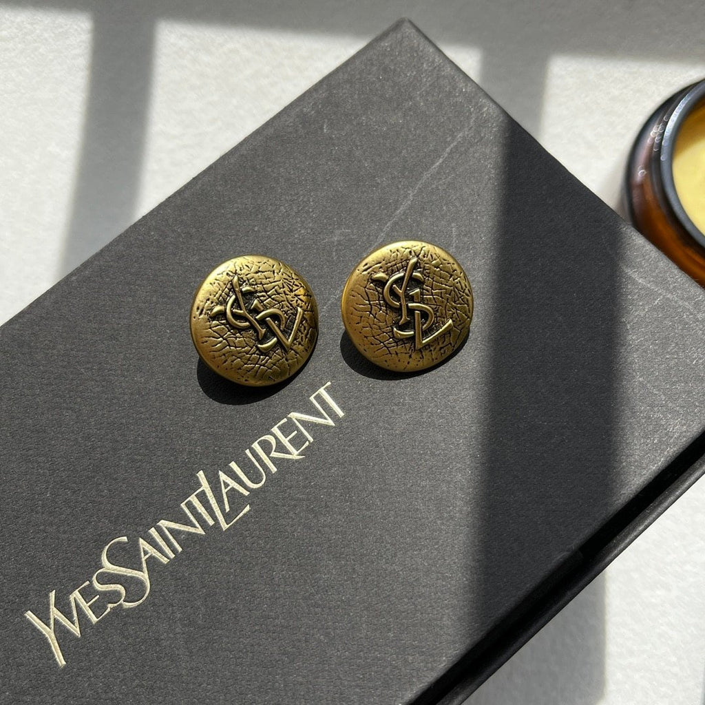 Saint Laurent YSL Round Earrings Gold