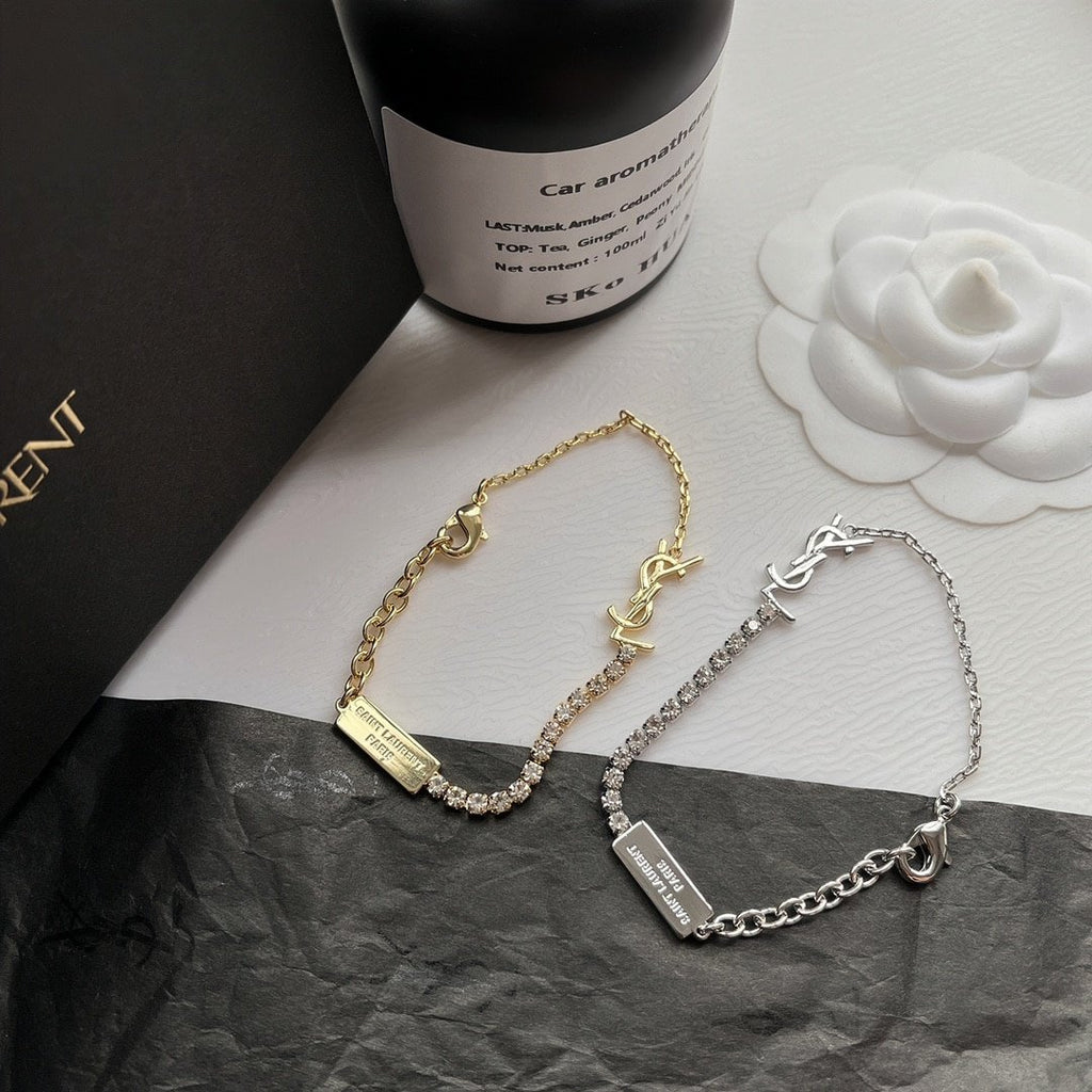 Saint Laurent Cassandre Charm Bracelet Palladium
