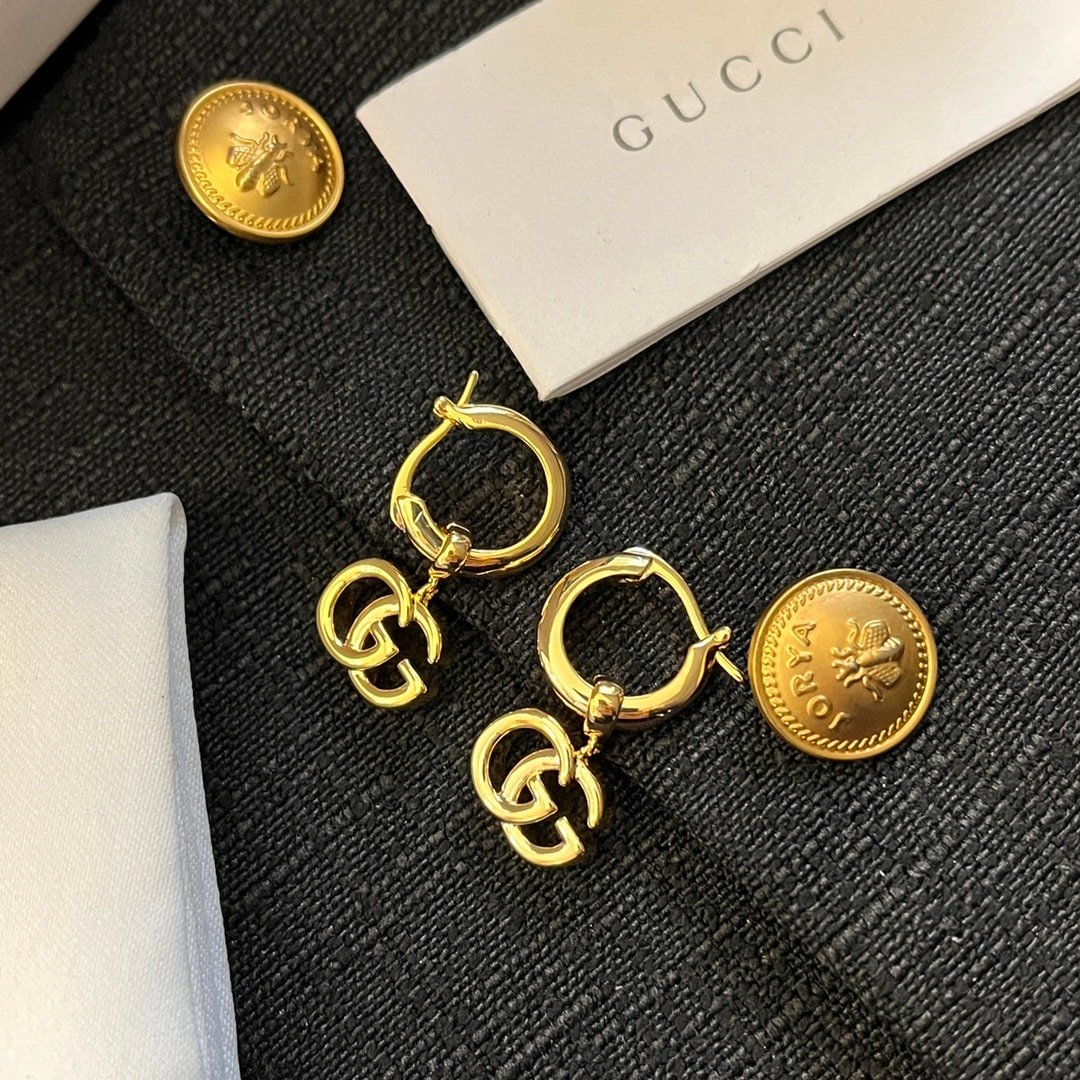 Gucci Gg Running Drop Earrings Gold