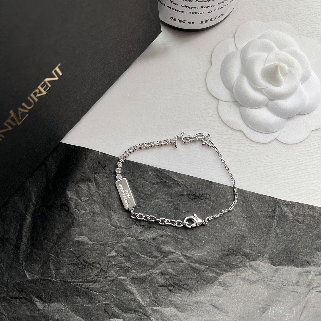Saint Laurent Cassandre Charm Bracelet Palladium