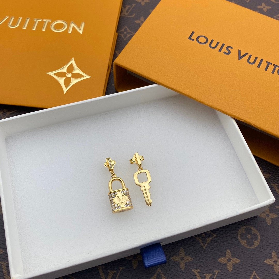 Louis Vuitton Gold Lock And Key Earrings