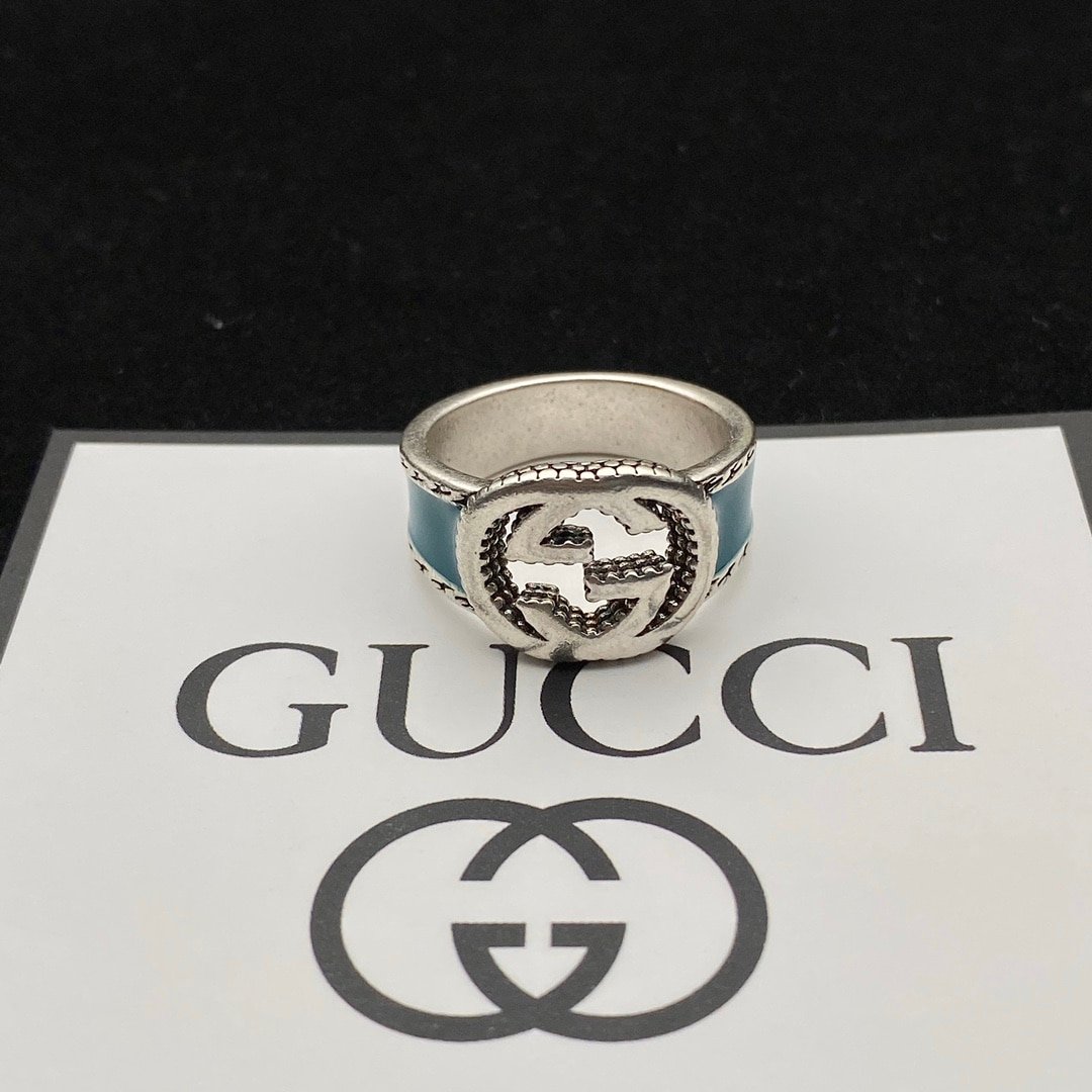 Gucci Gg Interlocking Silver Ring Ybc645572001