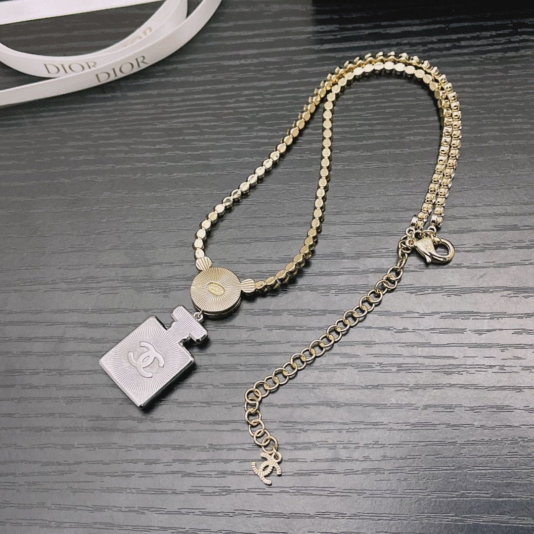 Chanel Resin Crystal Cc No 5 Perfume Bottle Necklace