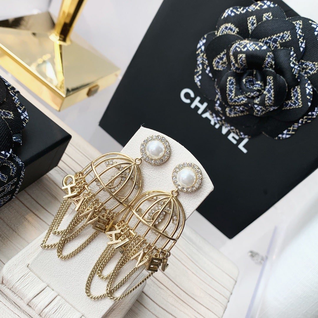 Chanel Birdcage Golden Earrings