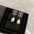 Chanel Cc Pear Earrings