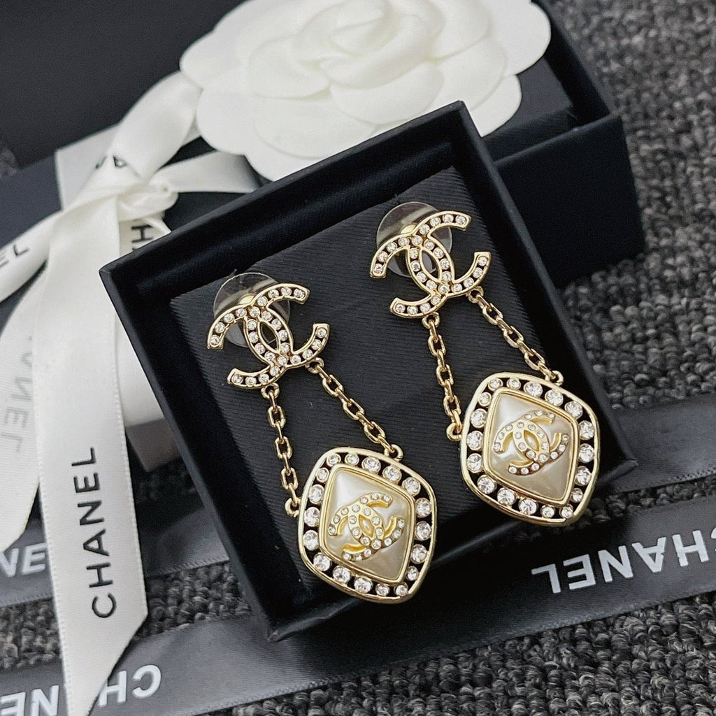 Chanel Cc Crystal Earrings