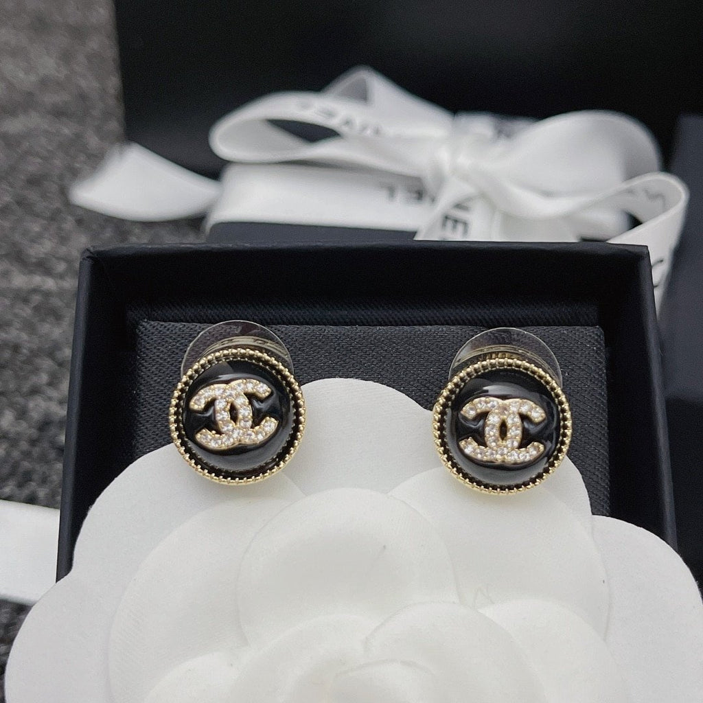 Chanel Cc Earrings Black