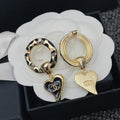 Chanel Classic Love Double C Logo Leopard Round Earrings