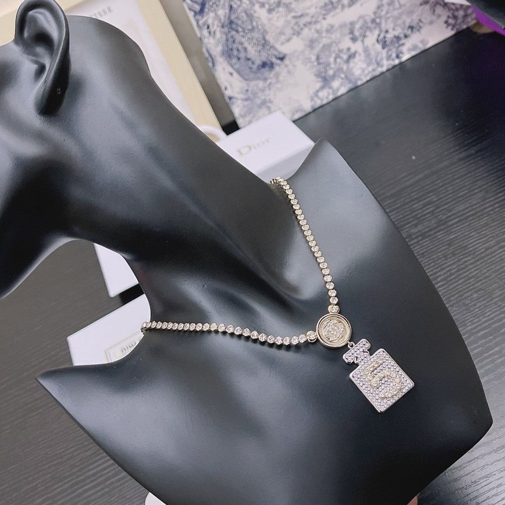 Chanel Resin Crystal Cc No 5 Perfume Bottle Necklace