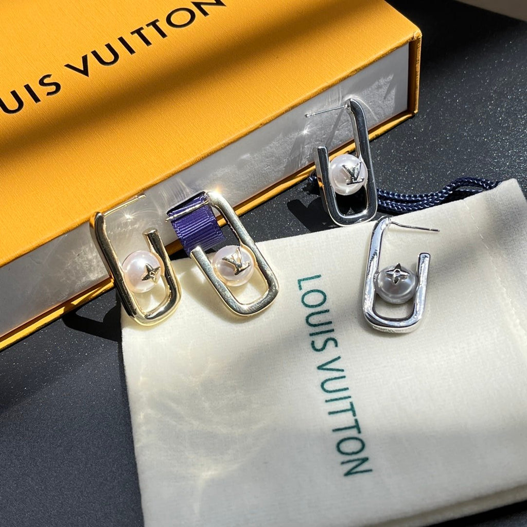 Louis Vuitton My Lv Chain Pearls Earrings Gold M01451