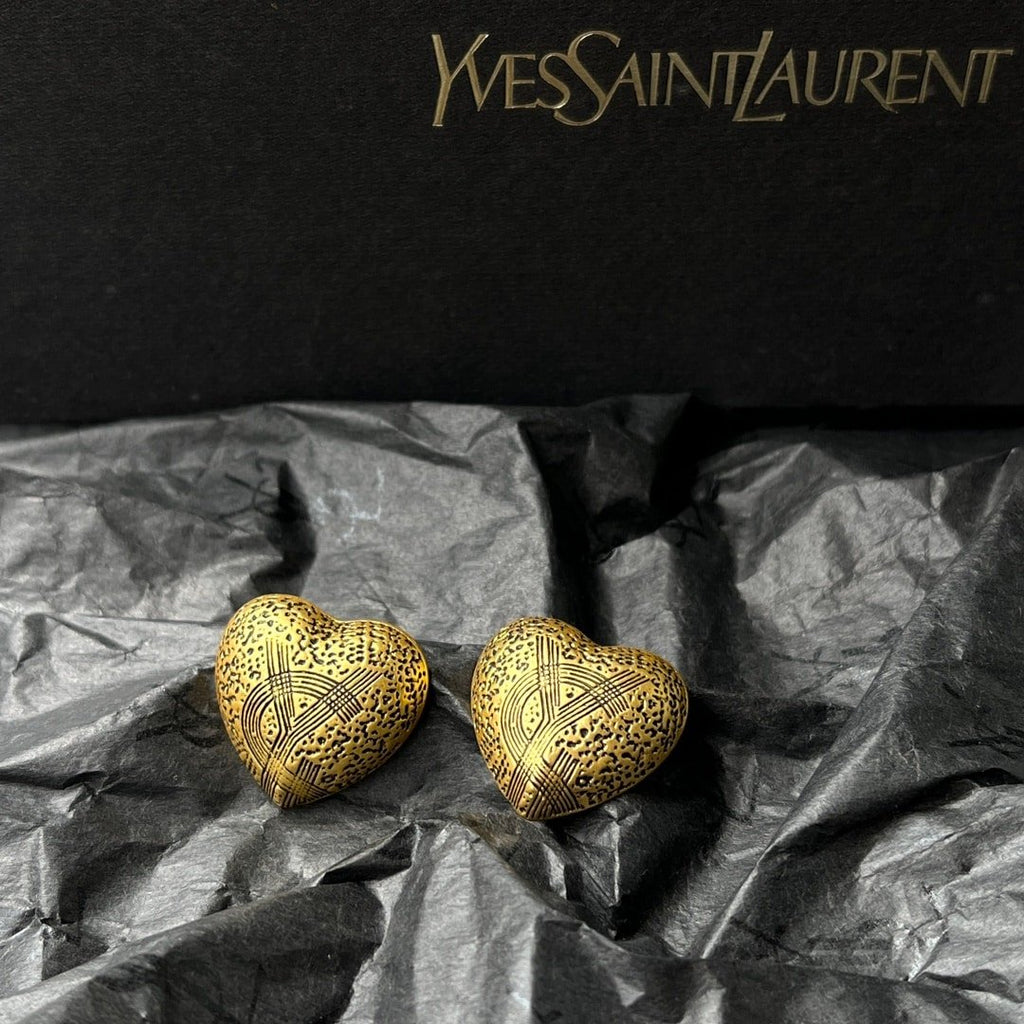 Saint Laurent YSL Heart Earrings Gold