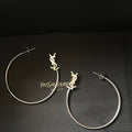 Saint Laurent YSL Logo Big Round Earrings Silver Tone