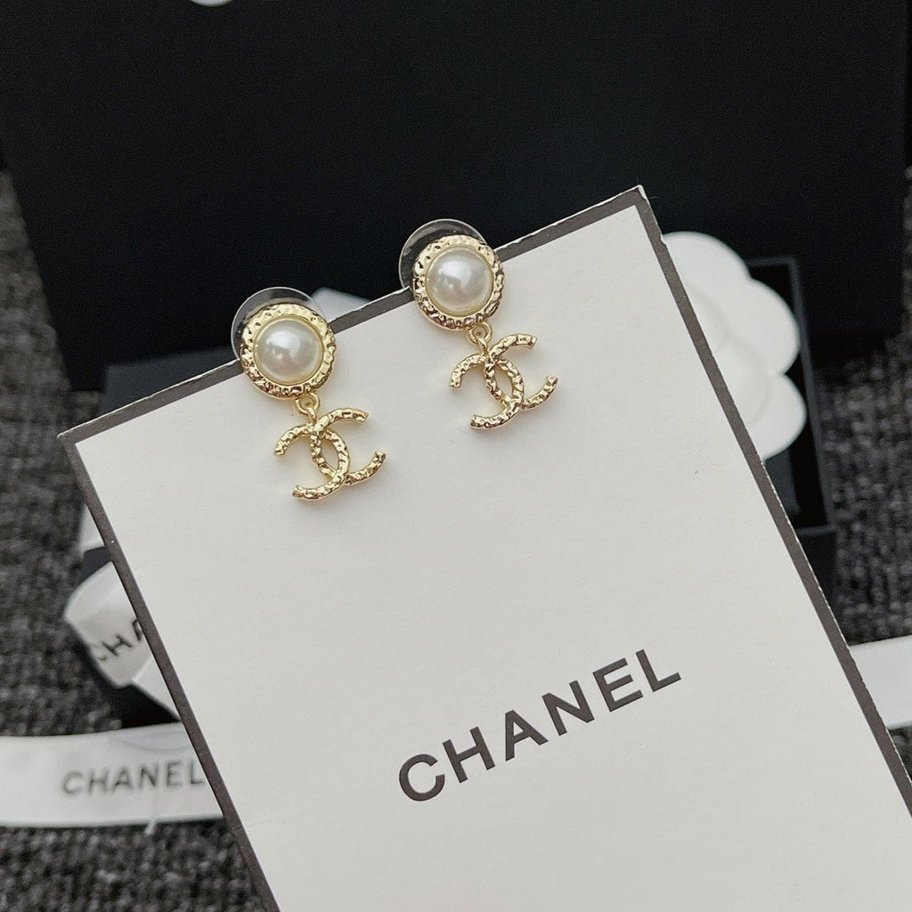 Chanel Cc Pearl Earrings