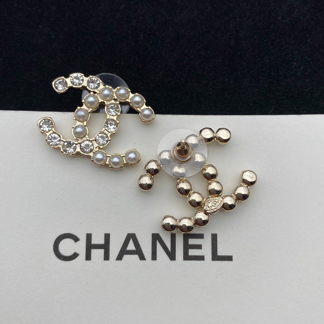 Chanel Cc Crystal Pearl Silver Earrings