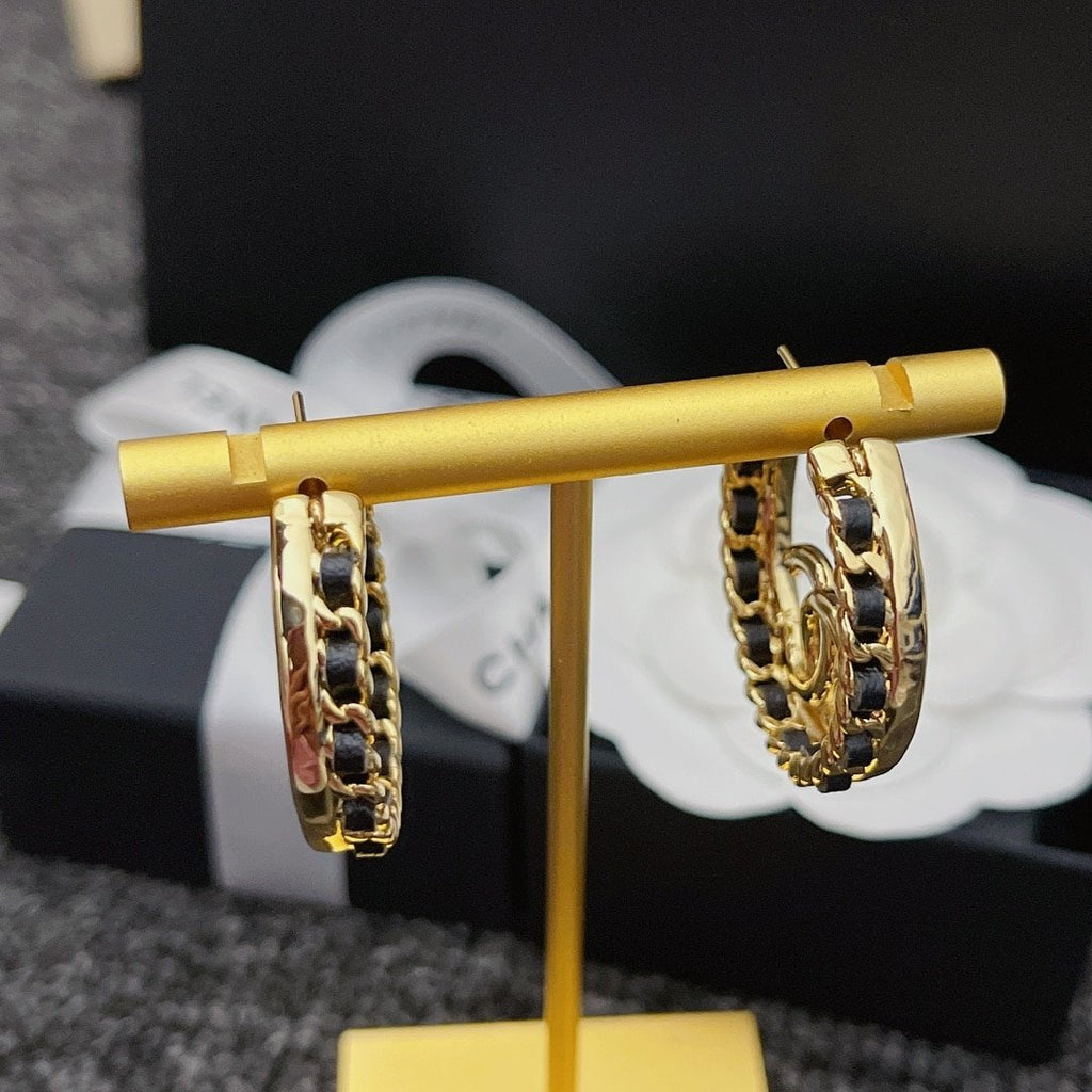 Chanel Gold Toned Metal With Cc Logo Earrings