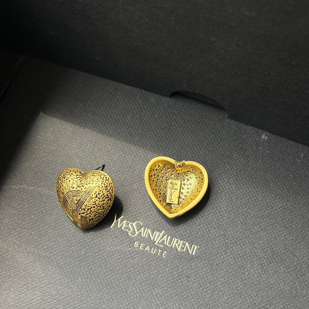 Saint Laurent YSL Heart Earrings Gold