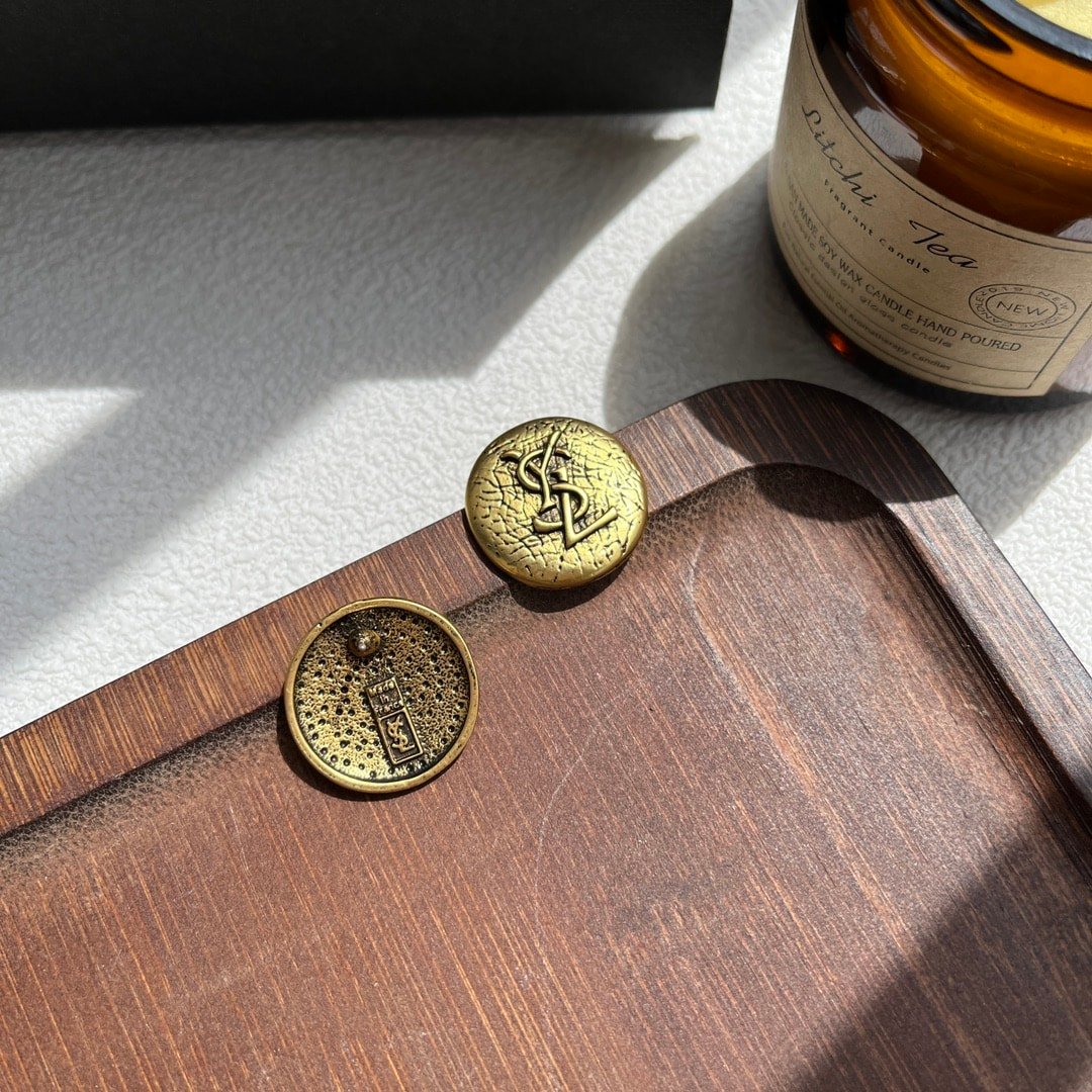 Saint Laurent YSL Round Earrings Gold