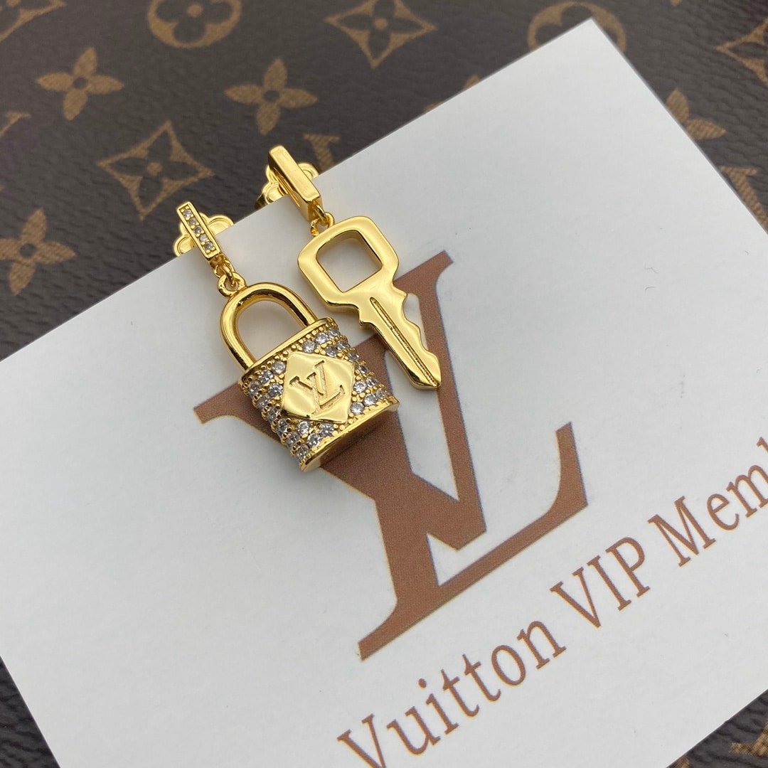 Louis Vuitton Gold Lock And Key Earrings