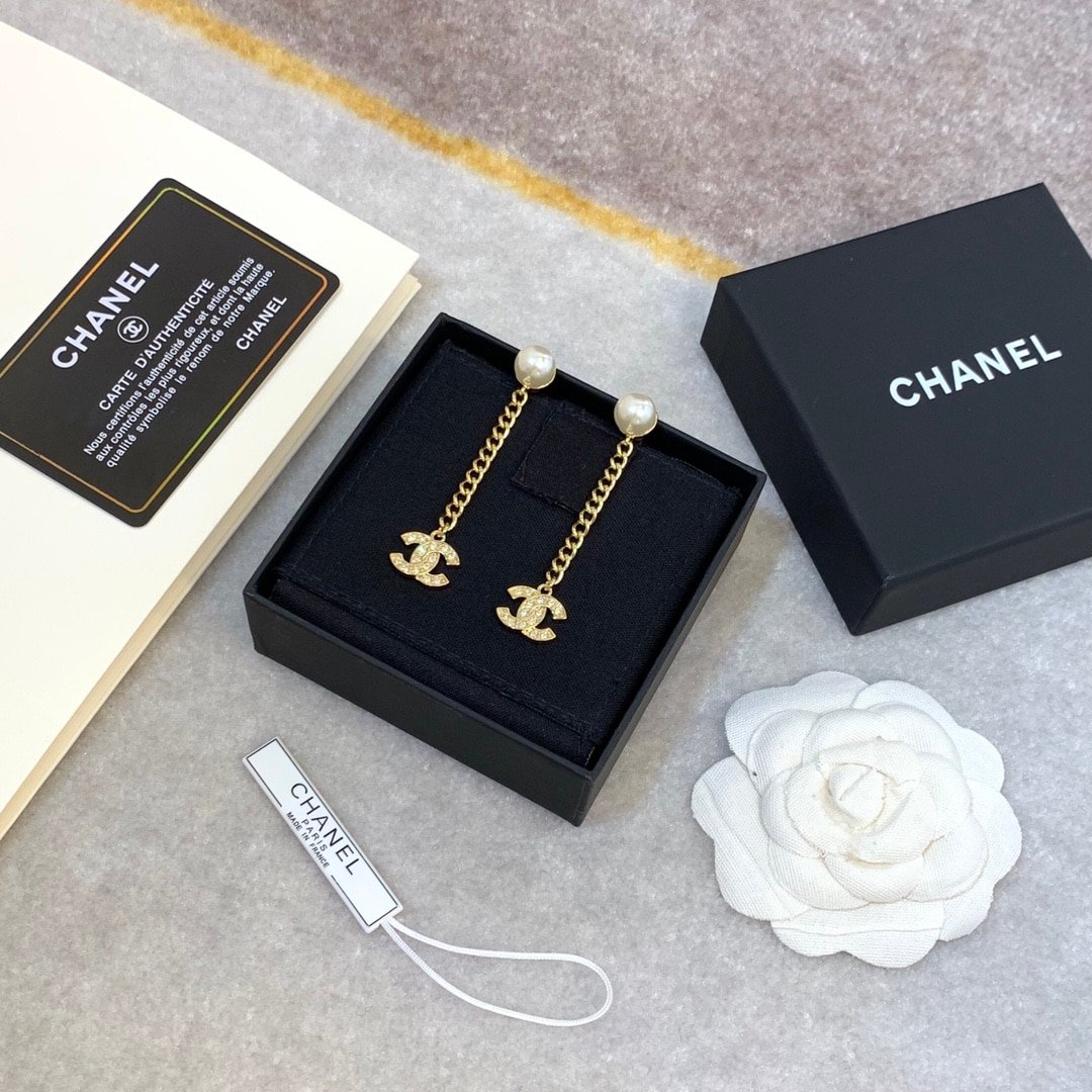 Chanel Cc Gold Earrings
