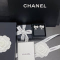 Chanel Crystal Cc Bow Drop Earrings Silver