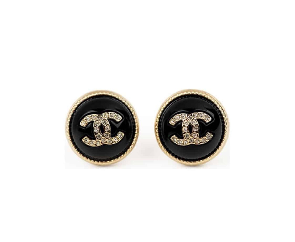Chanel Cc Earrings Black