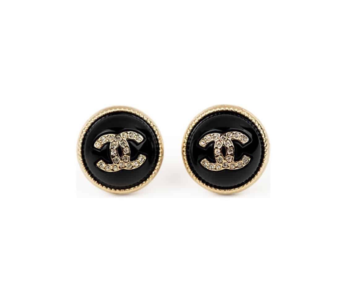 Chanel Cc Earrings Black