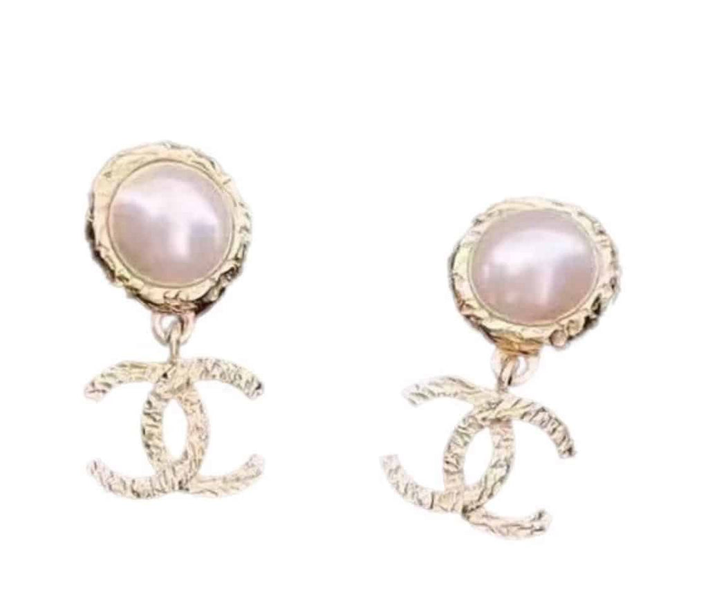 Chanel Cc Pearl Earrings