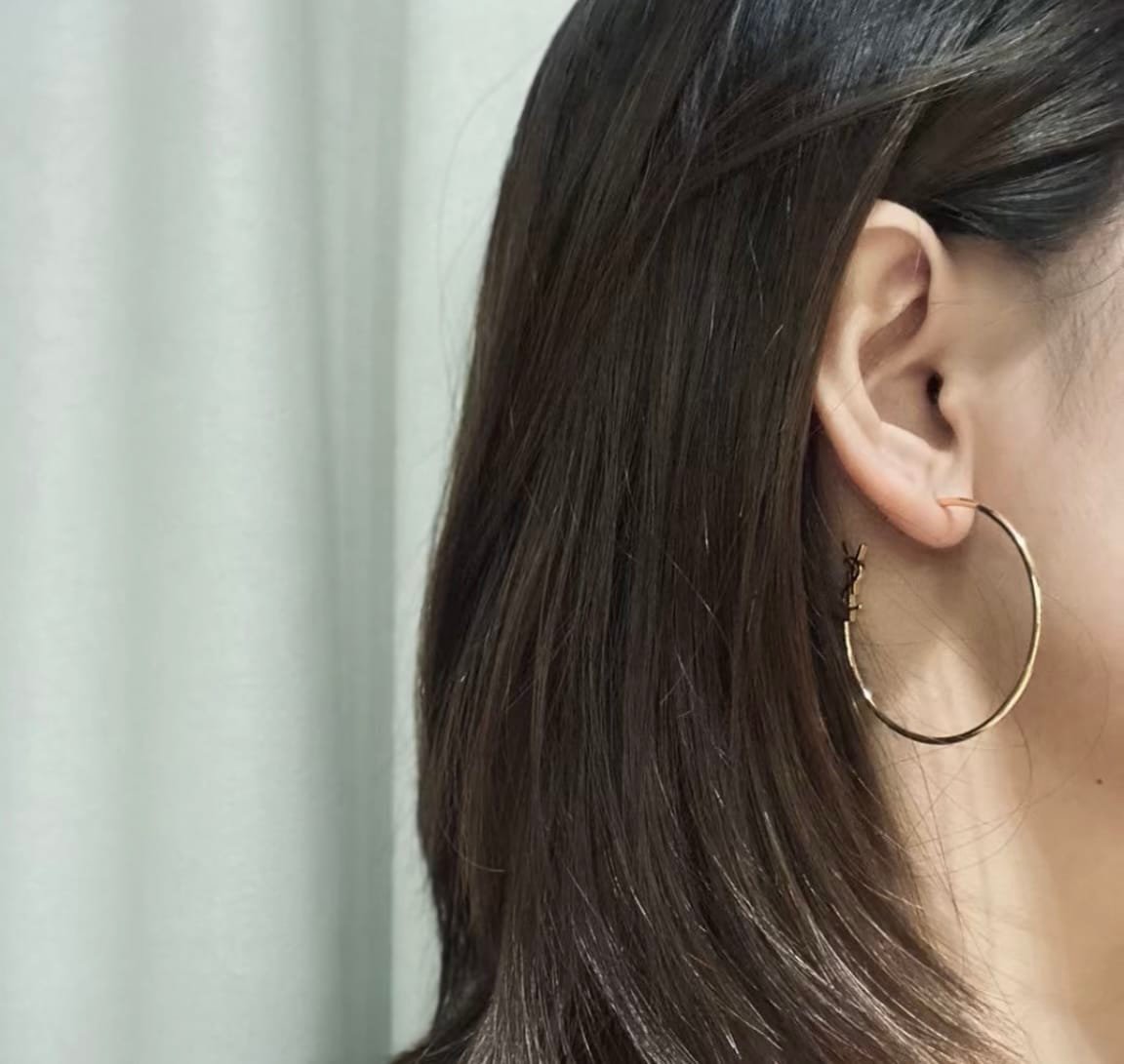 Saint Laurent YSL Logo Big Round Earrings Gold
