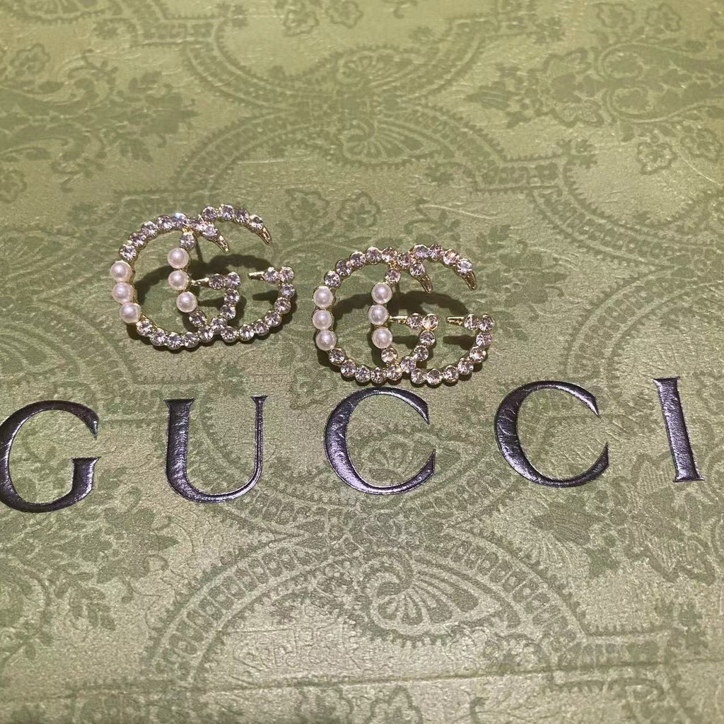 Gucci Gg Dinamond And Pearl Earrings