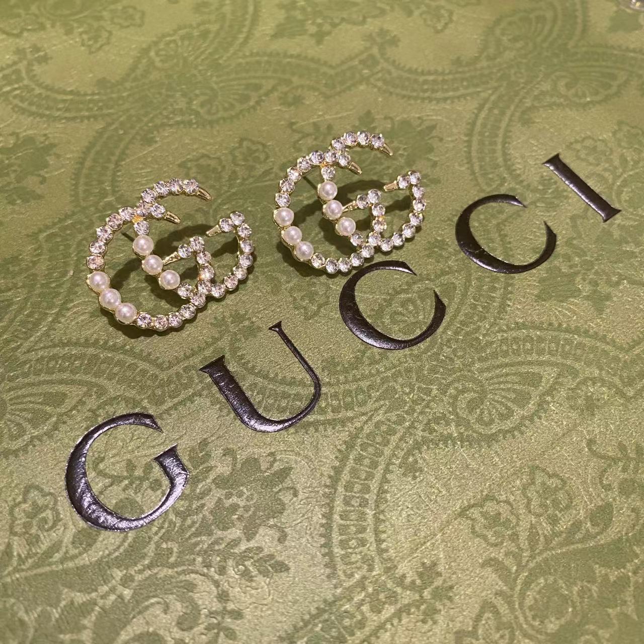 Gucci Gg Dinamond And Pearl Earrings