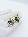 Chanel Black Heart Earrings