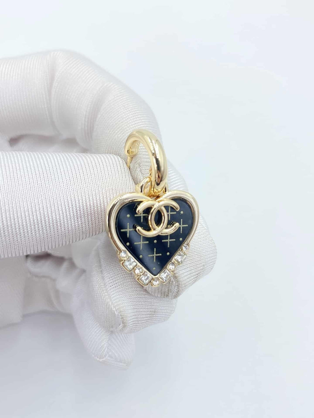 Chanel Black Heart Earrings