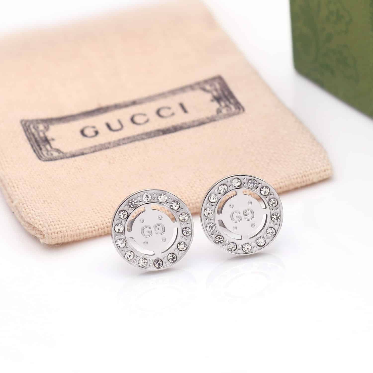 Gucci Diamond Icon Twirl Stud Earrings In Silver Tone