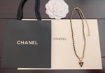 Chanel Domestic Necklace Gold Metal And Black Heart