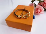 Louis Vuitton Leather Twice Gold Heart Bracelet