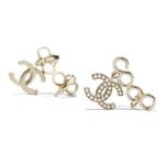 Chanel Metal Pearl Cc Coco Climber Clip On Earrings Gold