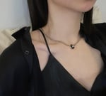 Chanel Logo Cc Necklace In Gold Metal Black Resin