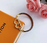 Louis Vuitton Leather Twice Gold Heart Bracelet