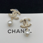 Chanel Cc Pearl Gold Earrings