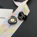 Chanel Heart Black Earrings