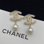 Chanel Cc Pearl Gold Earrings