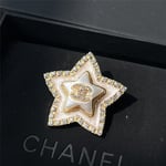 Chanel Cc Star Brooch Gold