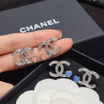 Chanel-Inspired Silver & Blue Stud Earrings