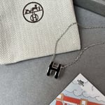 Hermes Mini Pop H Pendant Necklace Black And Silver