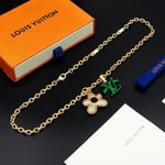 Louis Vuitton Lv Blooming Necklace Gold With Green M01867